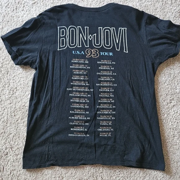 Bon Jovi Keep The Faith Tour 93 T-Shirt Mens Large - Picture 5 of 6